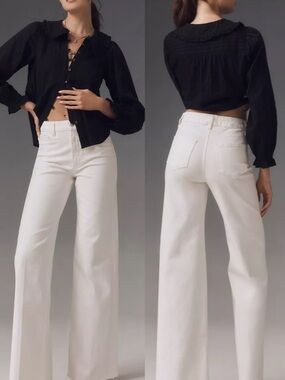 PAIGE White Wide-Leg Flare Jeans